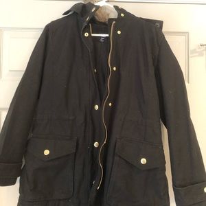 GAP Black Winter Jacket with Hood & Removable Fur
